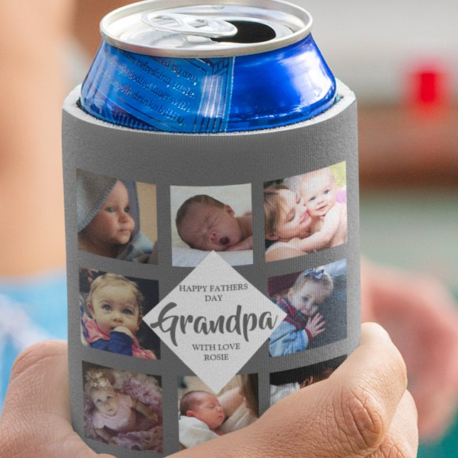 Modern | Fathers Day | Photo Collage Can Cooler (Creator Uploaded)