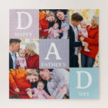 Modern Father's Day Photo Collage Jigsaw Puzzle<br><div class="desc">Surprise your dad with a heartfelt personalized photo puzzle he'll treasure forever. This custom design features a clean 4-photo collage layout,  seamlessly integrating the word 'DAD' and the greeting 'Happy Father's Day.' It's the perfect way to showcase your favorite family memories in a meaningful and lasting gift.</div>