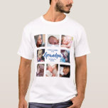 Modern | Fathers Day | Photo Collage T-Shirt<br><div class="desc">Modern photo collage for all the Grandpa's this fathers day, with the template message which reads 'HAPPY FATHERS DAY GRANDPA WITH LOVE ROSIE'. Featuring 8 square photographs. easy to personalize and all completely editable for you to add your own message and who it is for. All the text font styles,...</div>