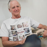 Modern | Fathers Day | Photo Collage T-Shirt<br><div class="desc">Modern photo collage for all the Grandpa's this fathers day, with the template message which reads 'HAPPY FATHERS DAY GRANDPA WITH LOVE ROSIE'. Featuring 8 square photographs. easy to personalize and all completely editable for you to add your own message and who it is for. All the text font styles,...</div>