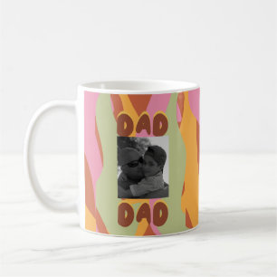 Modern Fathers Day Retro Pattern Dad Message Photo Coffee Mug