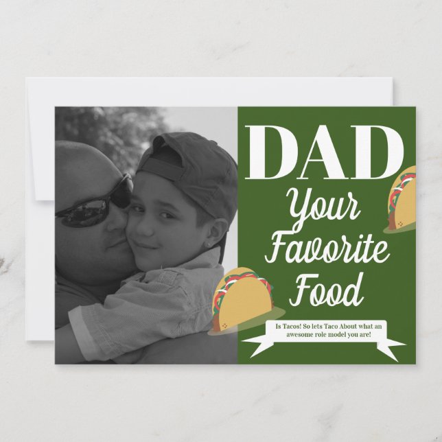 Modern Fathers Day Taco Isometric Favorite Food Card (Front)