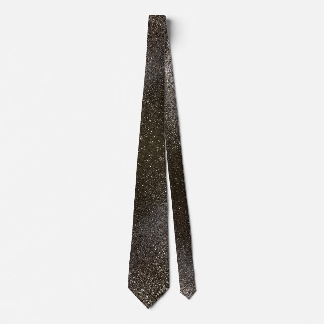 Modern Father's Day Wedding Black Glitter Sparkles Neck Tie (Front)