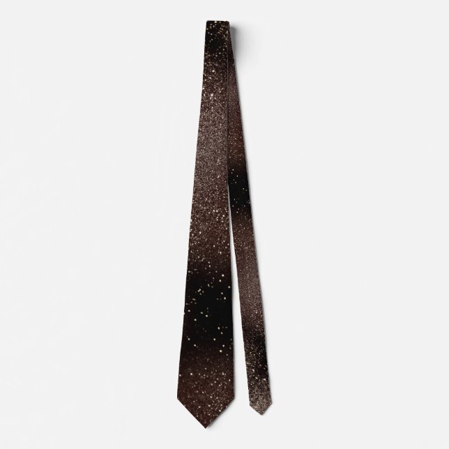 Modern Father's Day Wedding Black Glitter Sparkles Neck Tie (Front)