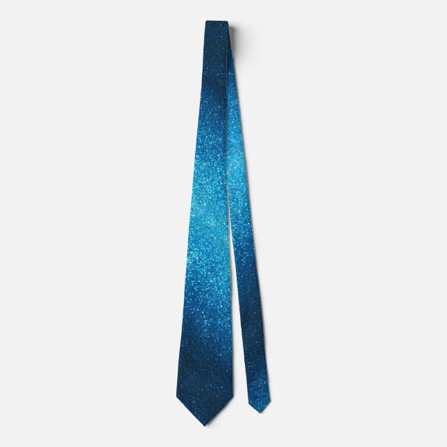 Modern Father's Day Wedding Blue Glitter Sparkles Neck Tie (Front)