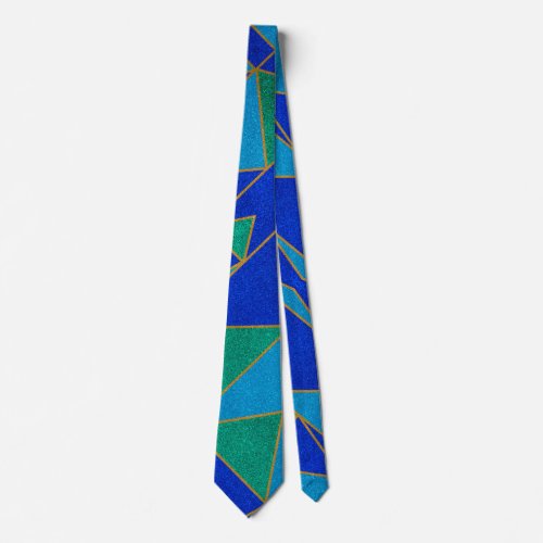 Modern Fathers Day Wedding Blue Glitter Sparkles Neck Tie