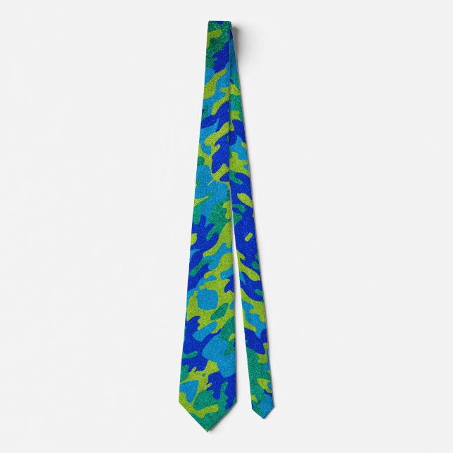 Modern Father's Day Wedding Blue Glitter Sparkles Neck Tie (Front)