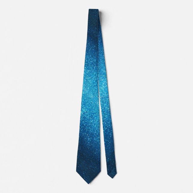 Modern Father's Day Wedding Blue Glitter Sparkles Neck Tie (Front)