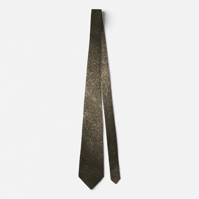 Modern Father's Day Wedding Gold Glitter Sparkles Neck Tie (Front)