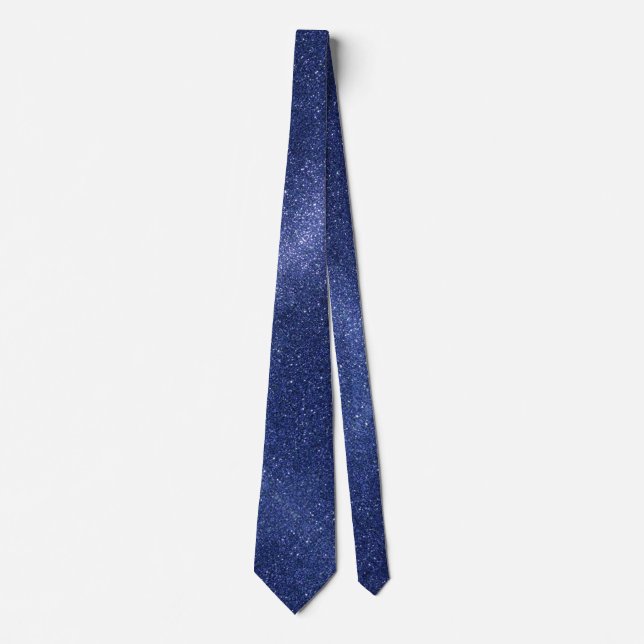 Modern Father's Day Wedding Navy Glitter Sparkles Neck Tie (Front)