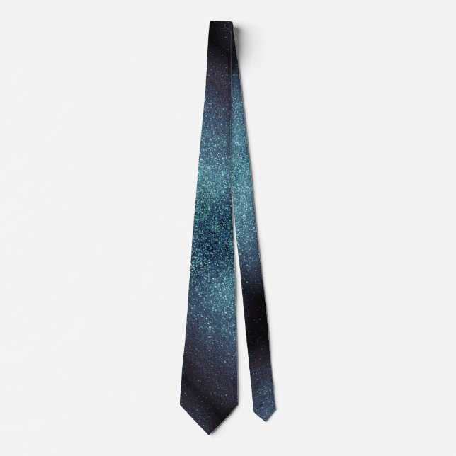 Modern Father's Day Wedding Navy Glitter Sparkles Neck Tie (Front)