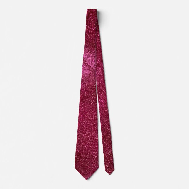 Modern Father's Day Wedding Ruby Glitter Sparkles Neck Tie (Front)