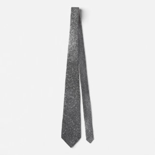 Modern Father's Day Wedding Silver Glitter Sparkly Neck Tie