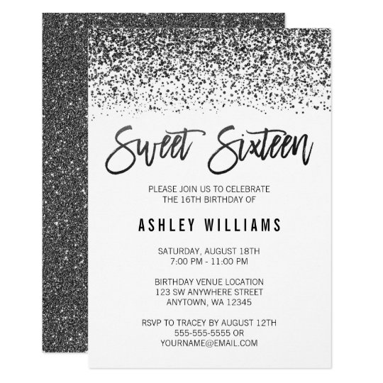 Black And White Sweet Sixteen Invitations 7