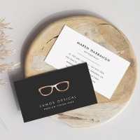 Modern Faux Copper Glasses Logo Business Card