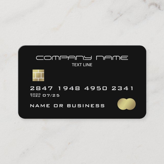 Modern Faux Credit Card Style Business Card (Front)