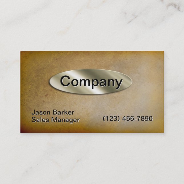 Modern Faux Embossed Gold Plate Rusty Metal Business Card (Front)