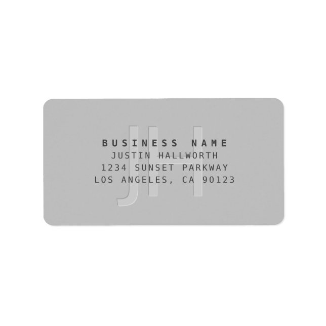 Modern Faux Embossed Monogrammed Business Address Label (Front)