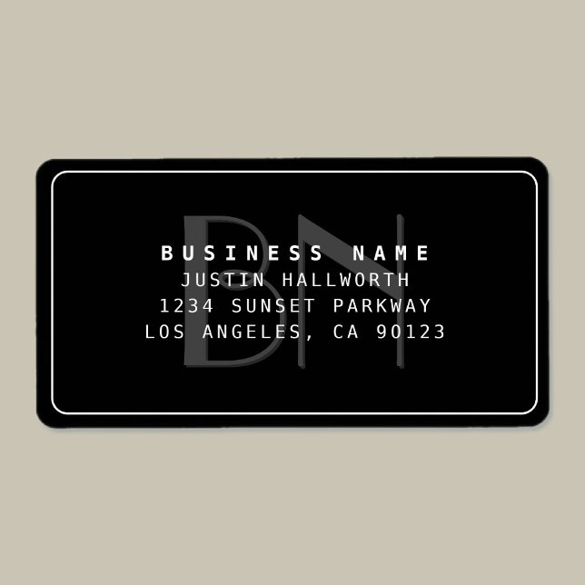 Modern Faux Embossed Monogrammed Business Address  Label (Creator Uploaded)