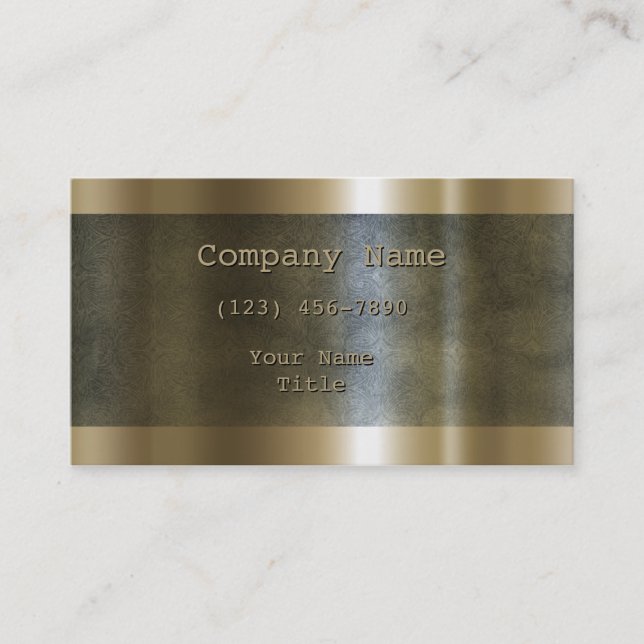 Modern Faux Etched Metalic Gold Business Card (Front)