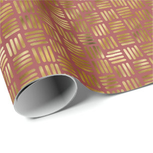 Modern Faux Foil Lines Christmas Holiday Wrapping Paper