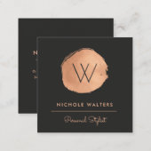 Modern Faux Foil Painted Circle | Rose Gold Square Business Card (Front/Back)