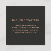 Modern Faux Foil Painted Circle | Rose Gold Square Business Card (Back)