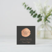 Modern Faux Foil Painted Circle | Rose Gold Square Business Card (Standing Front)