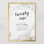 Modern faux gilded gold marble 21st birthday party invitation<br><div class="desc">Gorgeous marbled background design with faux gold foil bold border and details, 
elegant modern simple design,  stylish and chic,  great invitations for modern 21st birthday party.
Semi-Gloss finish paper selected. 
See all the matching pieces in collection.</div>