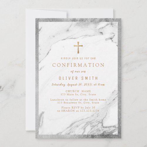 Modern faux gilded silver marble confirmation