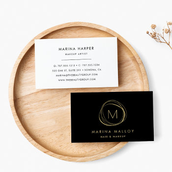 Modern Faux Gold Abstract Circle Logo Business Card by RedwoodAndVine at Zazzle