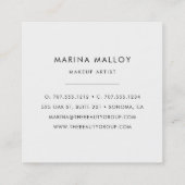 Modern Faux Gold Abstract Monogram Square Business Card (Back)