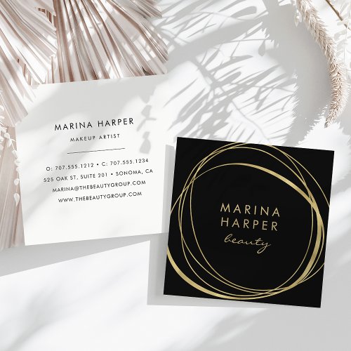 Modern Faux Gold Abstract Square Business Card