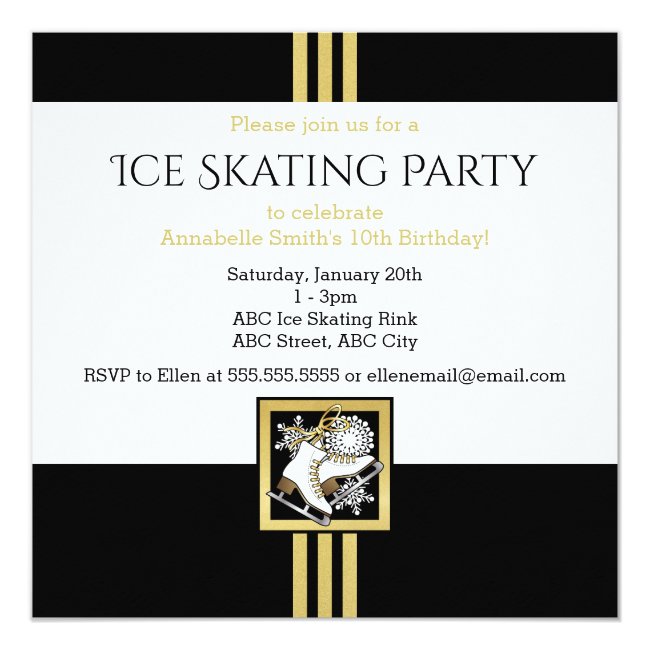 Modern Faux Gold and Black Ice Skating Theme Party