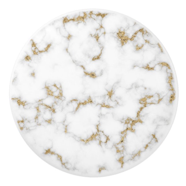 Modern faux gold and gray marble ceramic knob (Front)