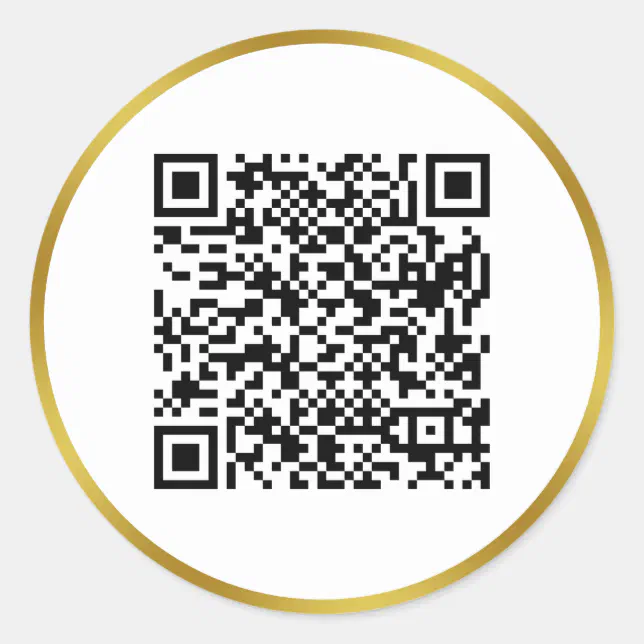 Modern Faux Gold and White QR Code Classic Round Sticker | Zazzle
