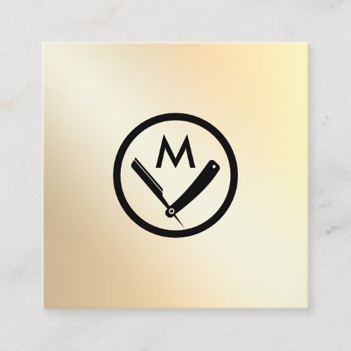 Modern faux gold barbers logo  square business card