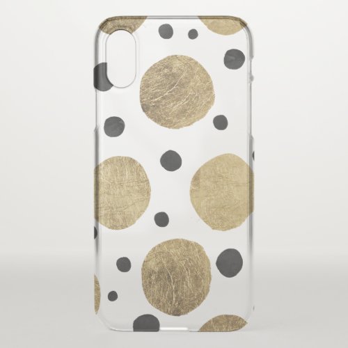 Modern faux gold black watercolor polka dots iPhone x case