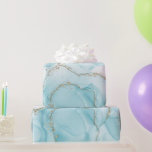 Modern Faux Gold & Blue Watercolor Marble Pattern Wrapping Paper<br><div class="desc">This simple and modern design is composed of sans serif and serif typography.</div>