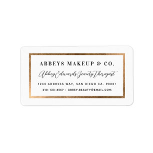 Modern Faux Gold Border Business Label Stickers