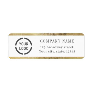Modern faux gold border logo return address label