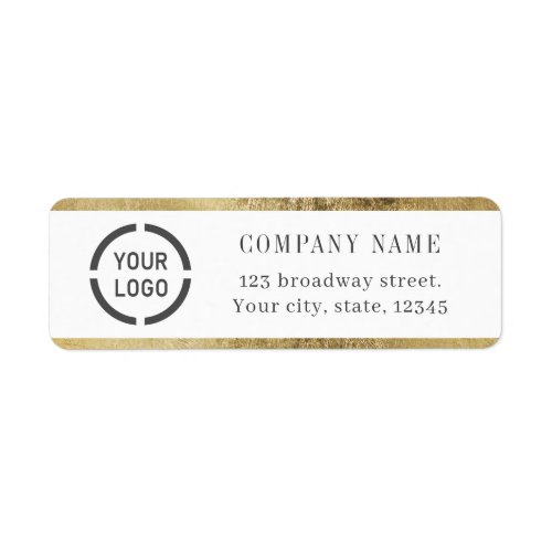 Modern faux gold border logo return address label