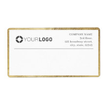 Modern faux gold border logo Return Address Label