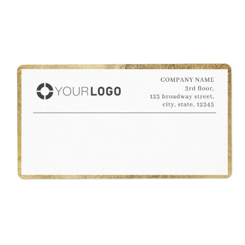 Modern faux gold border logo Return Address Label