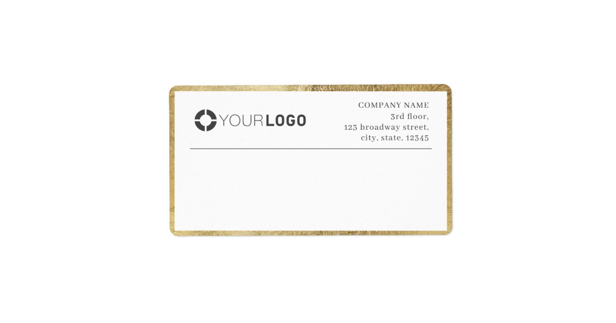 Modern faux gold border logo Return Address Label | Zazzle