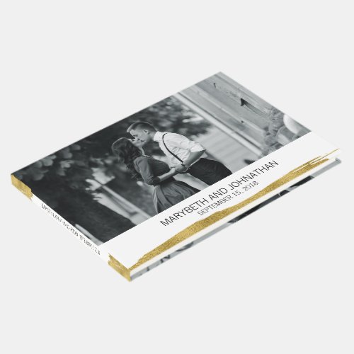 Modern Faux Gold Brushstroke Wedding Guest Book