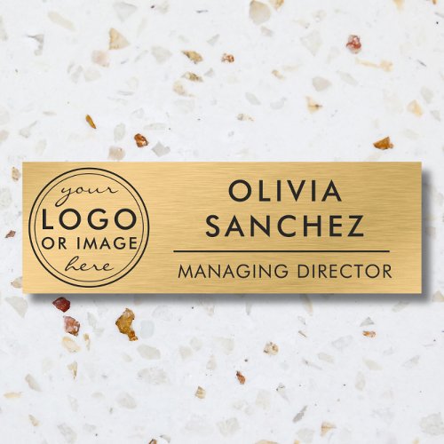 Modern Faux Gold Business Logo Name Tag
