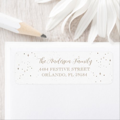 Modern Faux Gold Calligraphy Christmas Address Label
