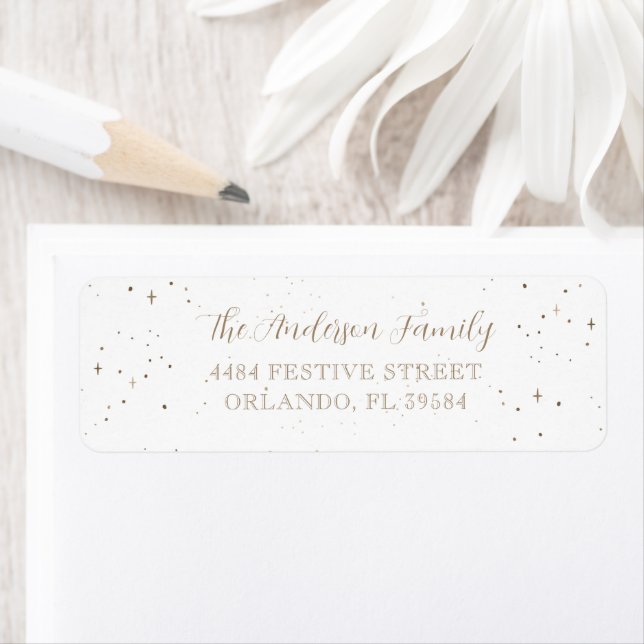Modern Faux Gold Calligraphy Christmas Address Label (Insitu)
