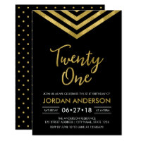 Modern Faux Gold Chevron 21st Birthday Party Card